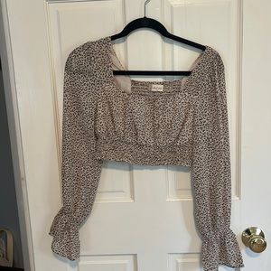 Altard State Long Sleeve Cheetah Pattern Blouse
